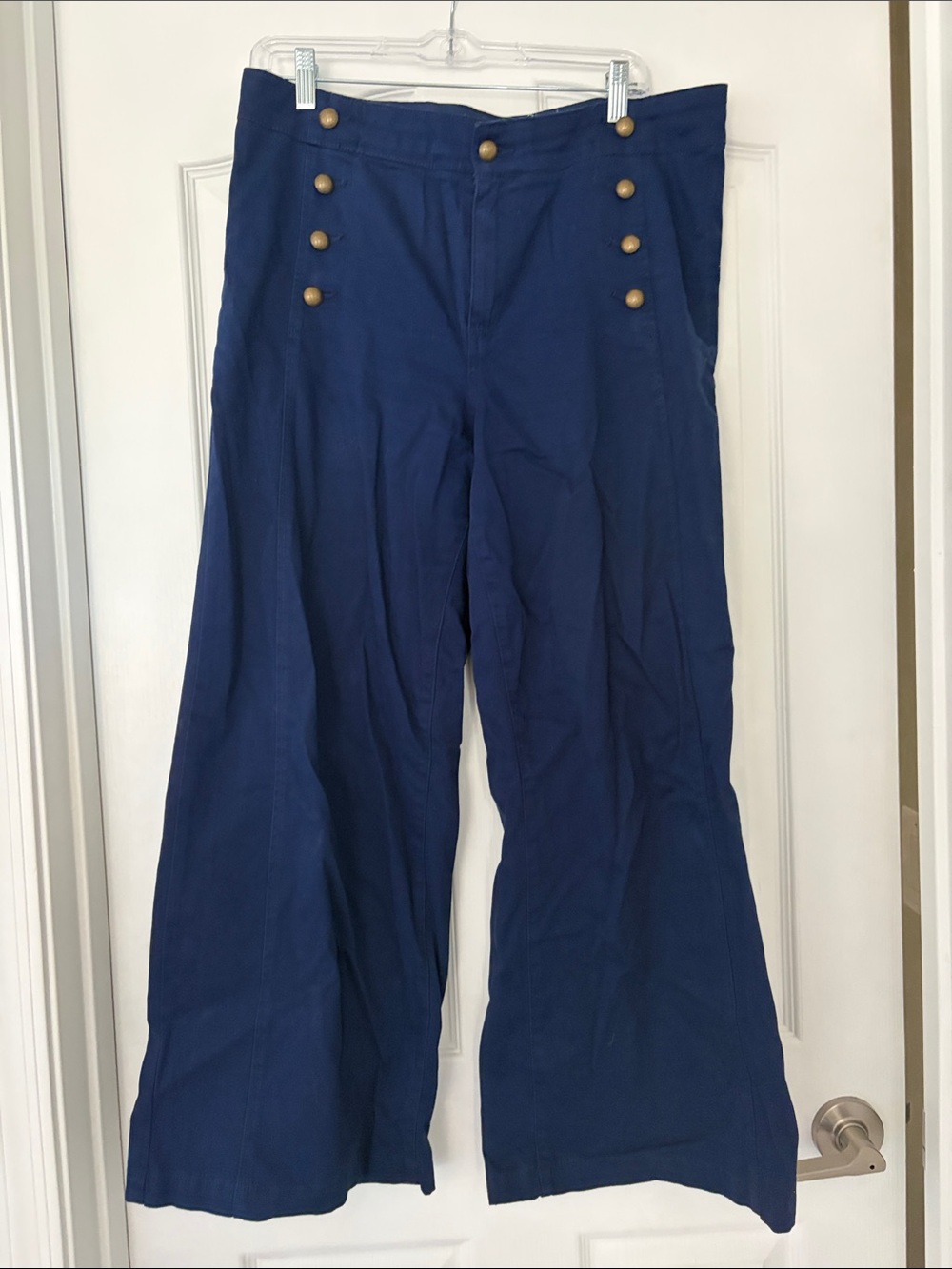 St. John's Bay Navy Blue Wide Leg Sailor Pants with Brass Buttons
